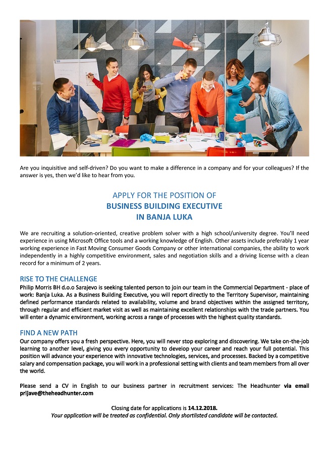 Business Building Executive (m/f) - The Headhunter d.o.o. Business Building Executive (m/f)