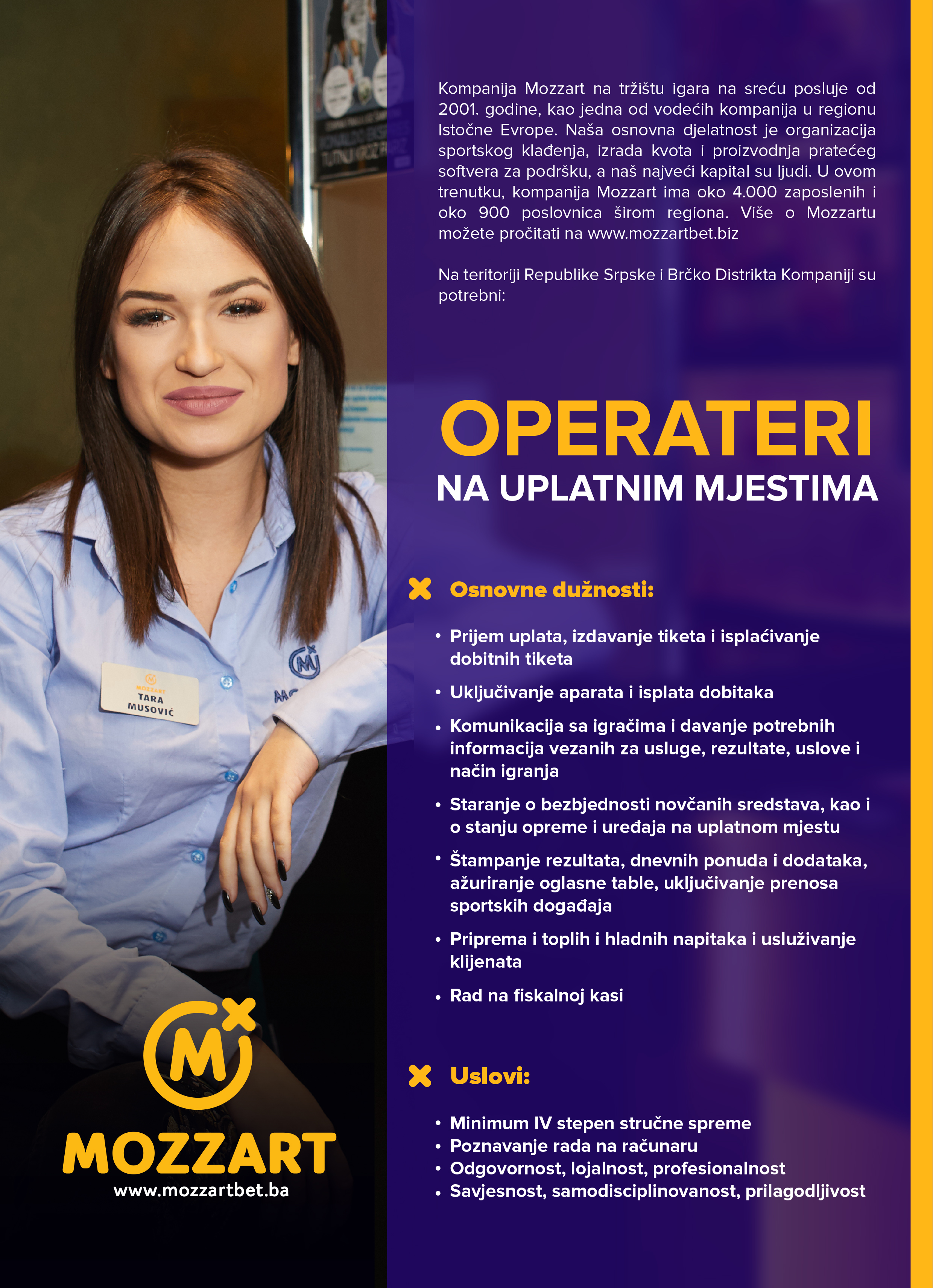 Operateri na uplatnim mestima (m/ž) - Mozzart d.o.o. Operateri na uplatnim mestima (m/ž)