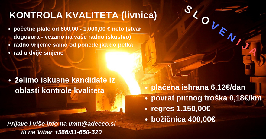 Kontrolor kvalitete - livnica (m/ž) - ADECCO H.R. d.o.o. Kontrolor kvalitete - livnica (m/ž)