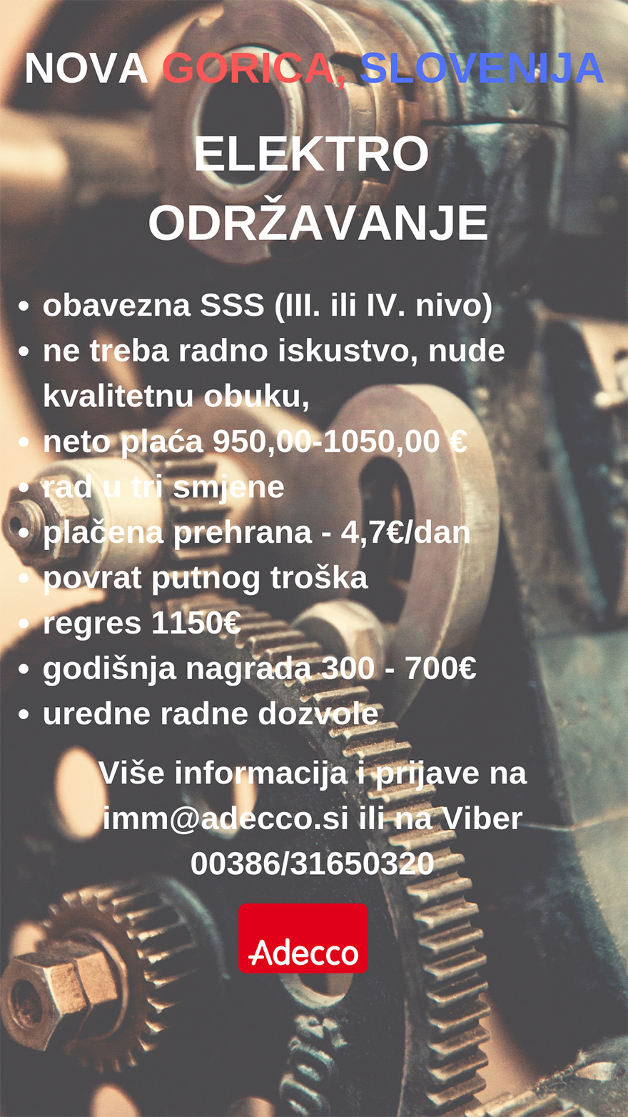 Radnik na održavanju / Električar (m/ž) - ADECCO H.R. d.o.o. Radnik na održavanju / Električar (m/ž)