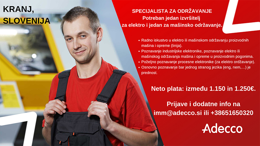 Specijalista za održavanje (m/ž) - ADECCO H.R. d.o.o. Specijalista za održavanje (m/ž)