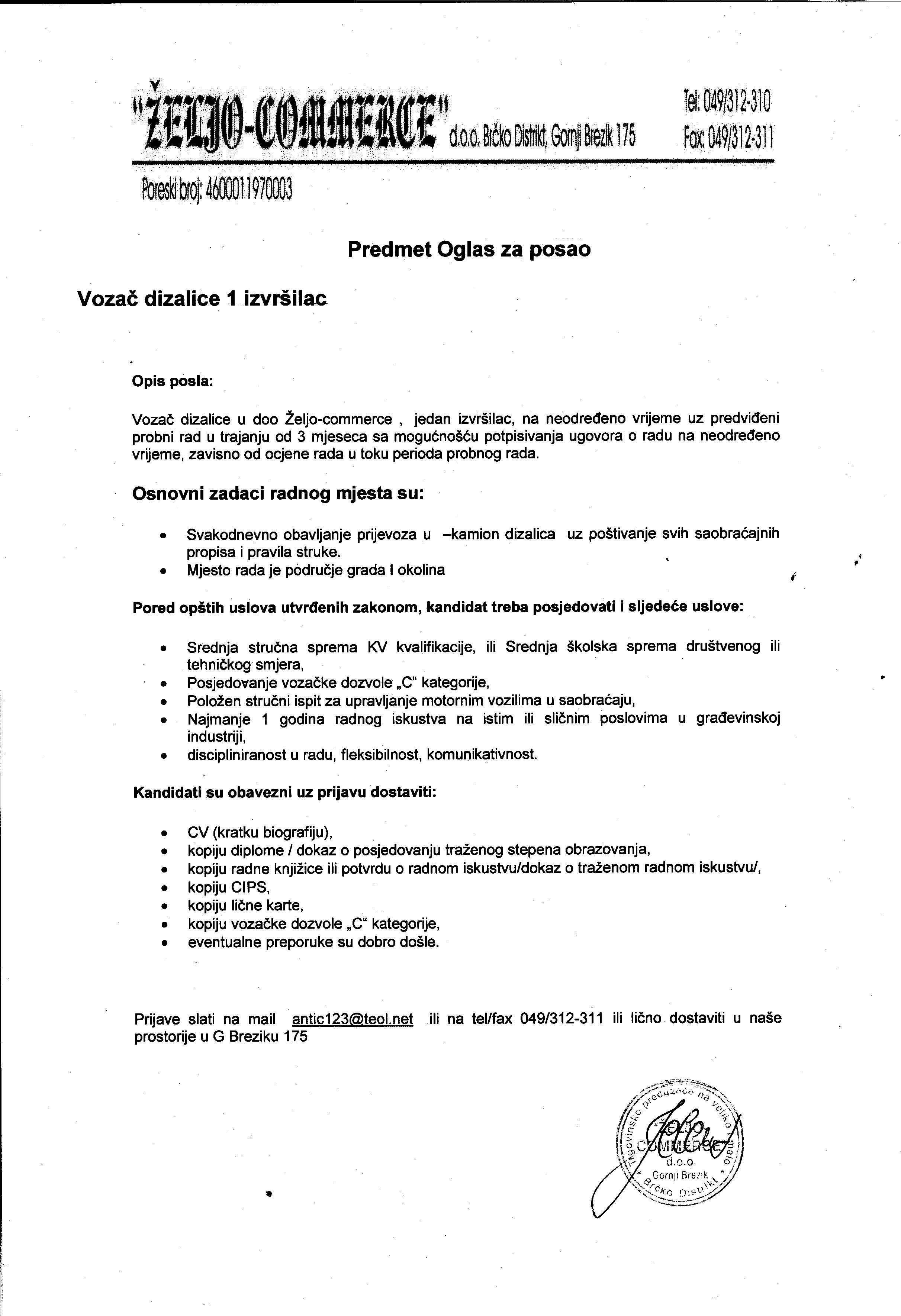 Vozač dizalice - Željo-commerce Vozač dizalice