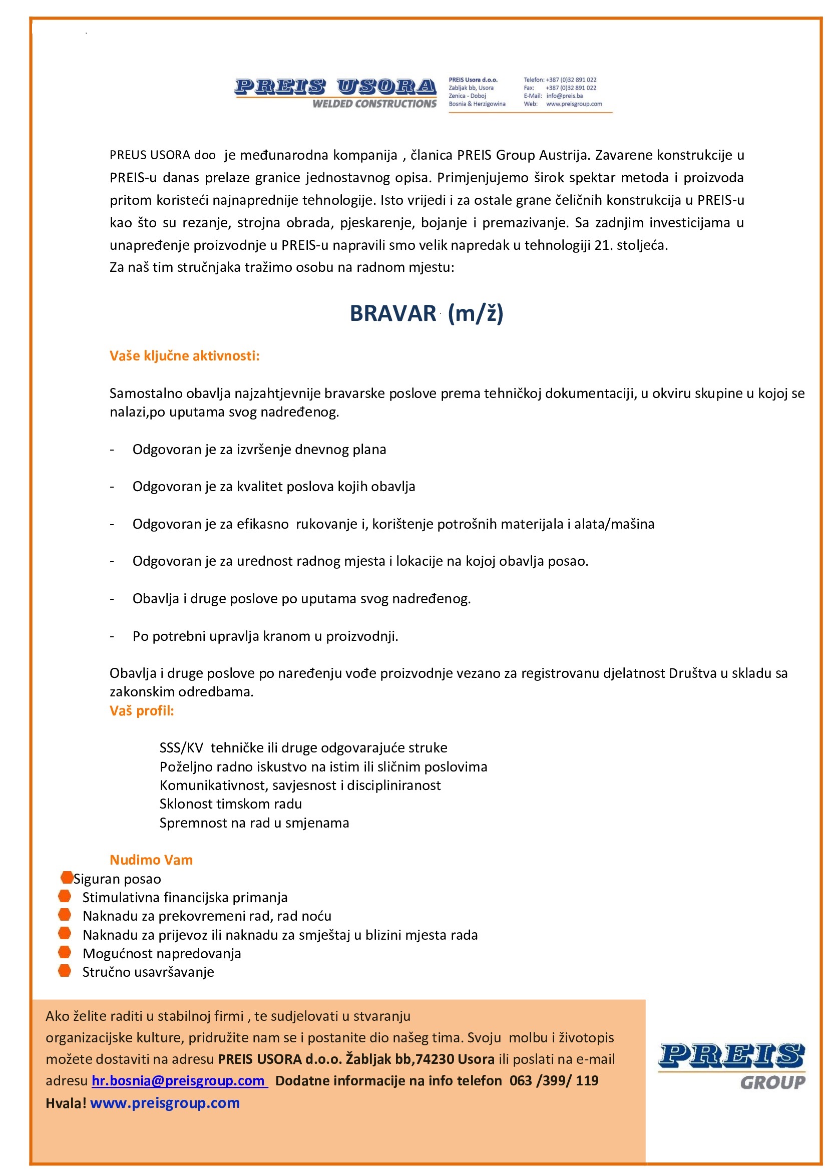Bravar (m/ž) - Preis Usora d.o.o. Bravar (m/ž)