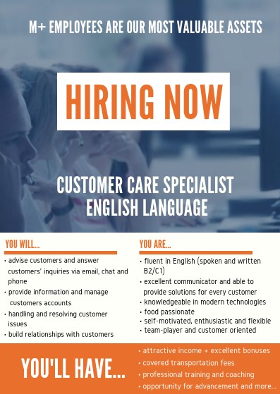 Customer care specialist english language - Mplus BH d.o.o. Sarajevo Customer care specialist english language