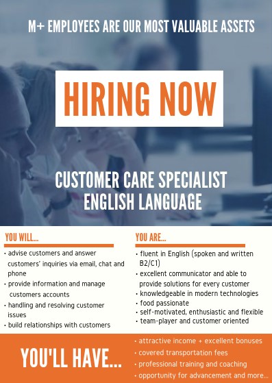 Customer care specialist english language