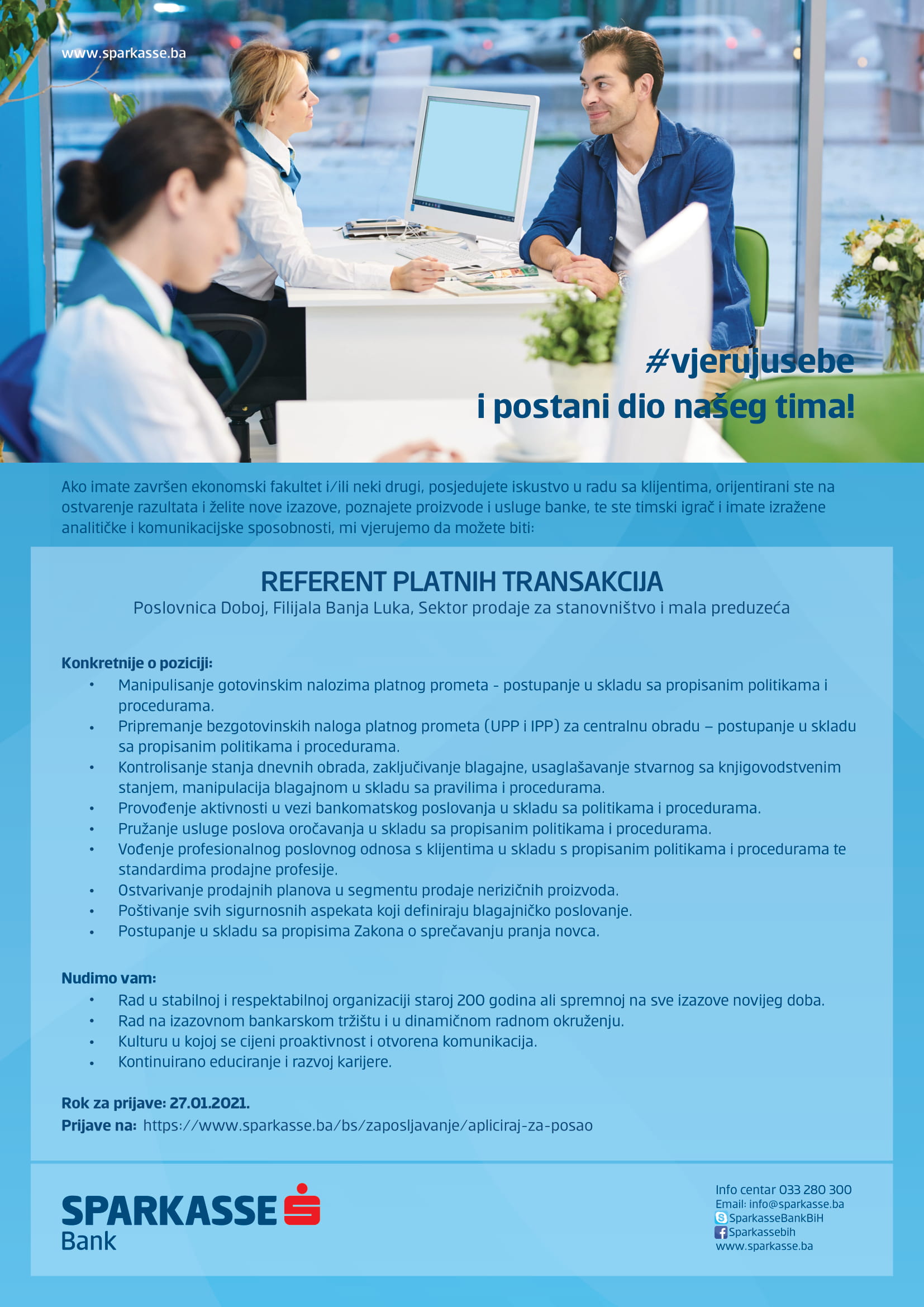 Referent platnih transakcija - Sparkasse Bank dd Referent platnih transakcija