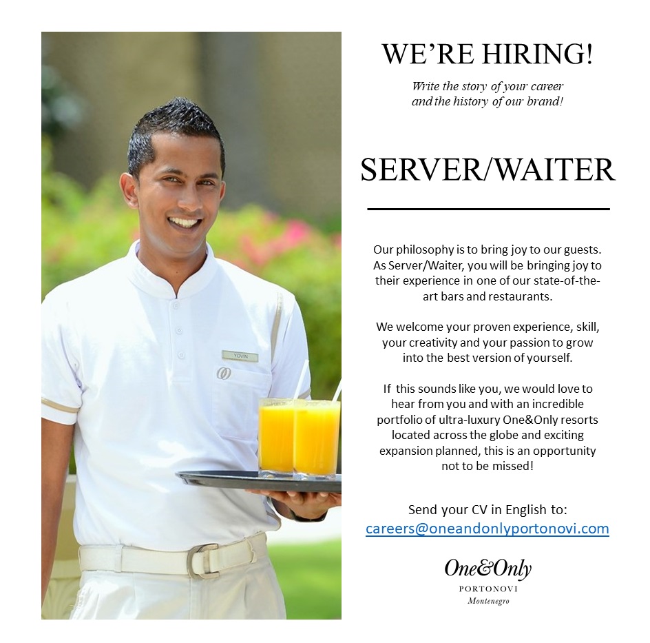 Server/Waiter - One&Only Portonovi Server/Waiter