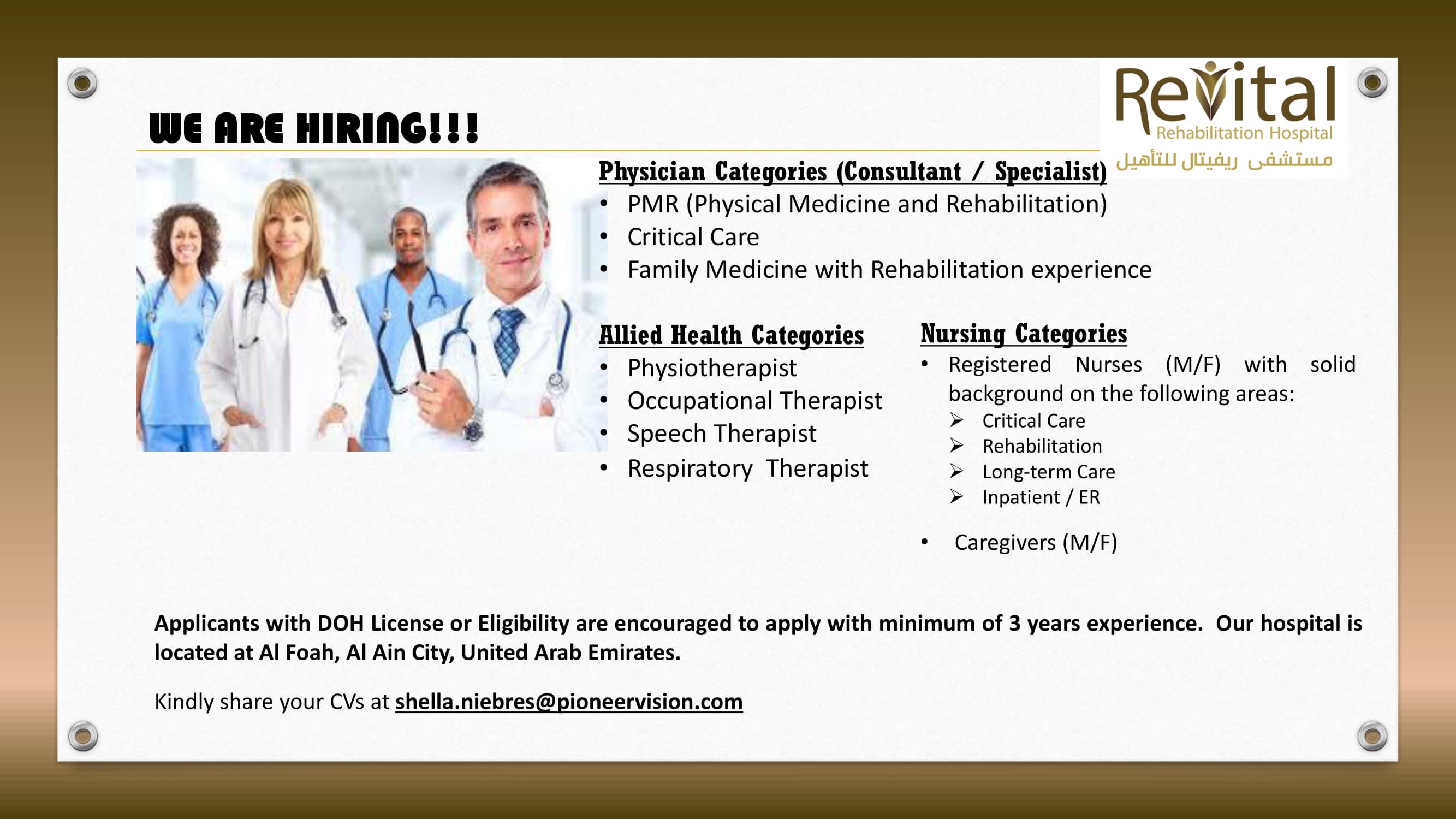 Physician Categories (Consultant / Specialist) - Revital Rehabilitation Hospital Physician Categories (Consultant / Specialist)