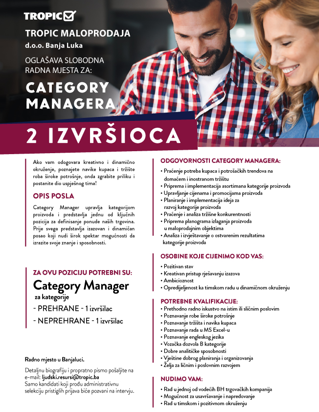 Category Manager - Tropic maloprodaja d.o.o. Category Manager