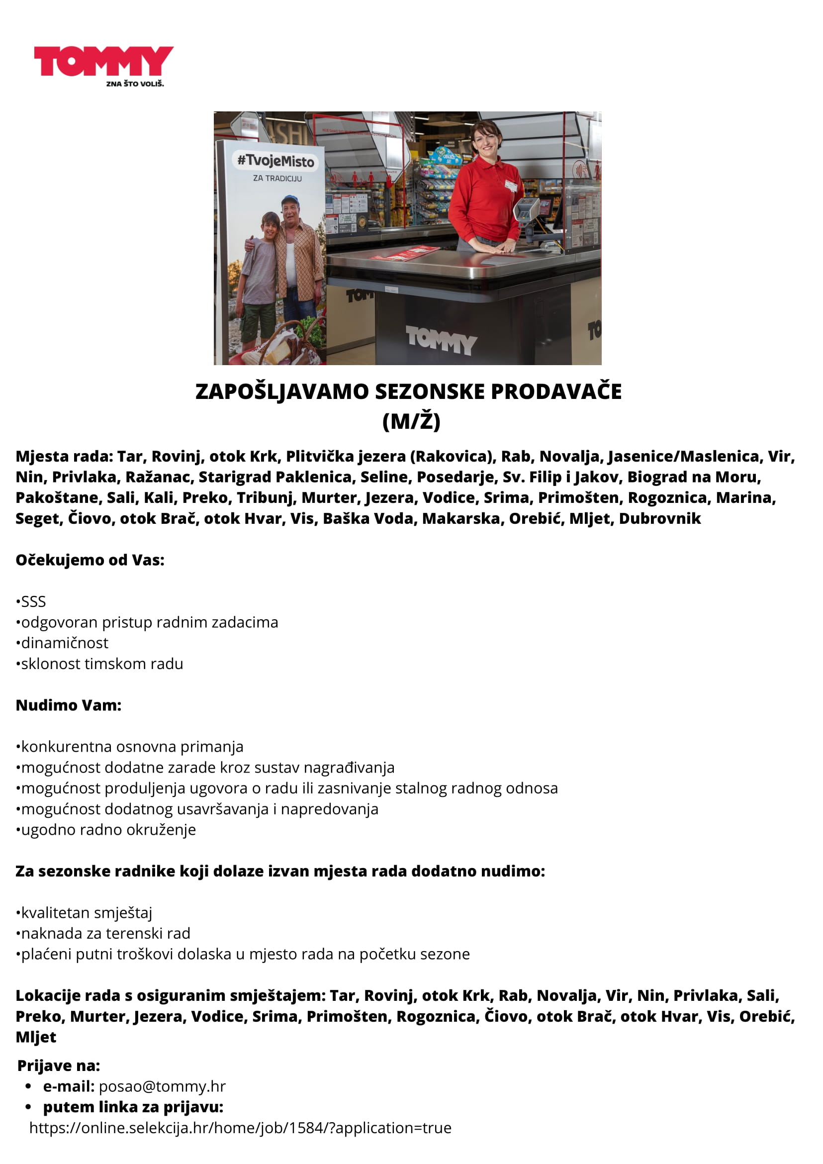Prodavač (m/ž) - TOMMY d.o.o. Prodavač (m/ž)