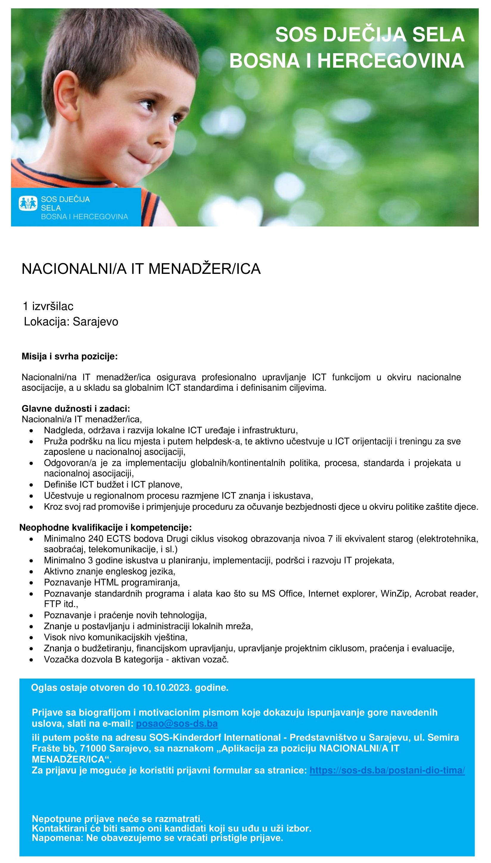 Nacionalni/a IT menadžer/ica - SOS - Kinderdorf International Nacionalni/a IT menadžer/ica