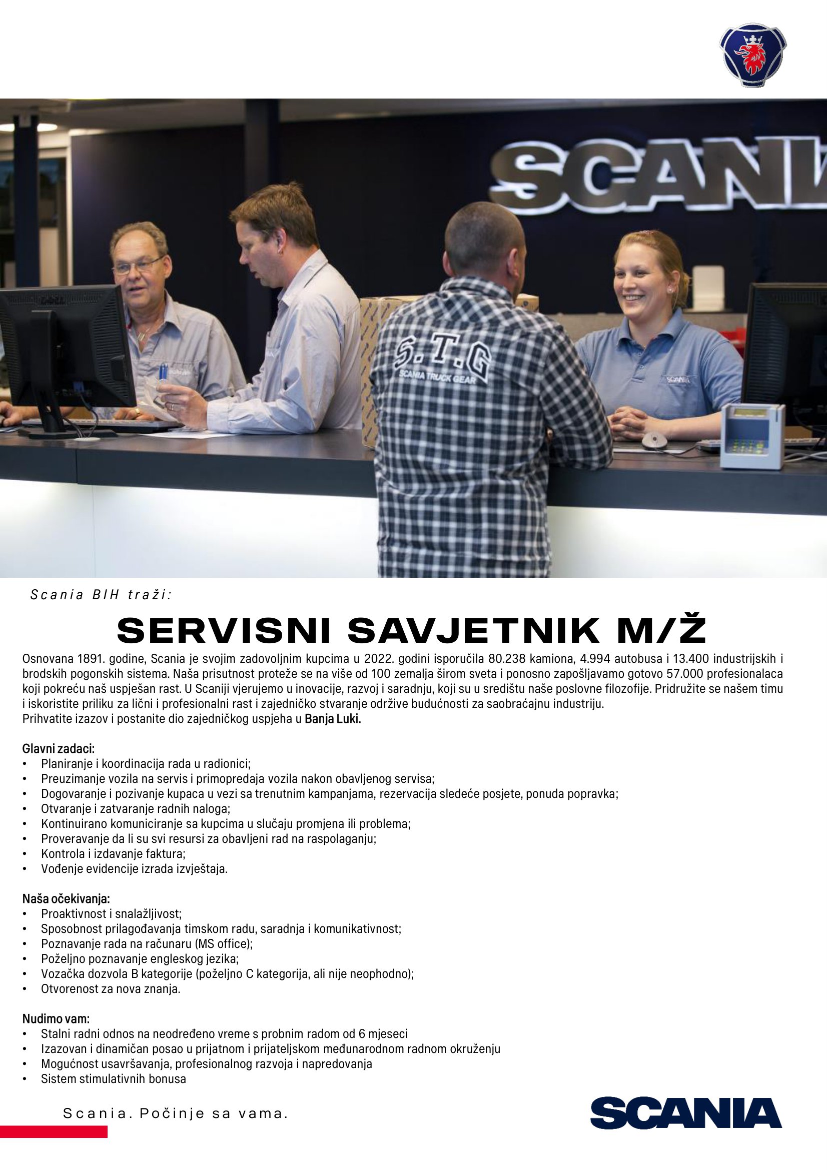 Servisni savjetnik (m/ž) - Scania BH d.o.o. Servisni savjetnik (m/ž)