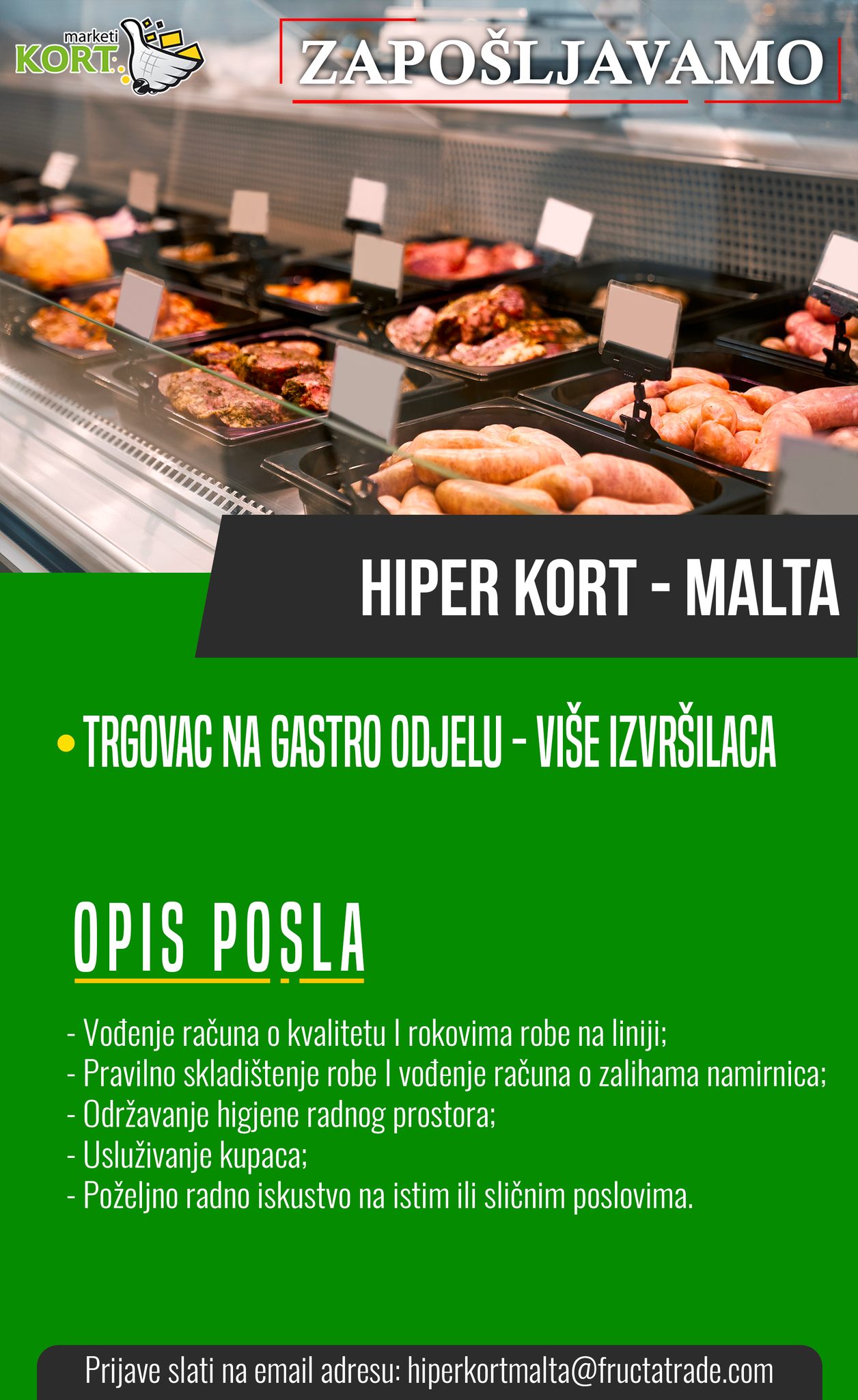 Trgovac na gastro odjelu (m/ž) - Fructa Trade d.o.o Trgovac na gastro odjelu (m/ž)