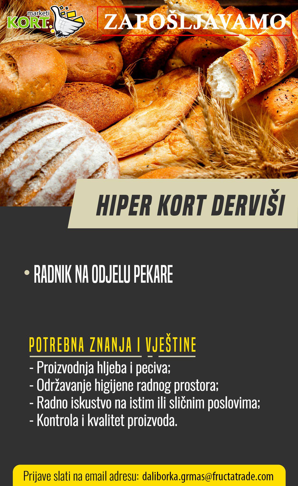 Radnik na odjelu pekare (m/ž) - Fructa Trade d.o.o Radnik na odjelu pekare (m/ž)