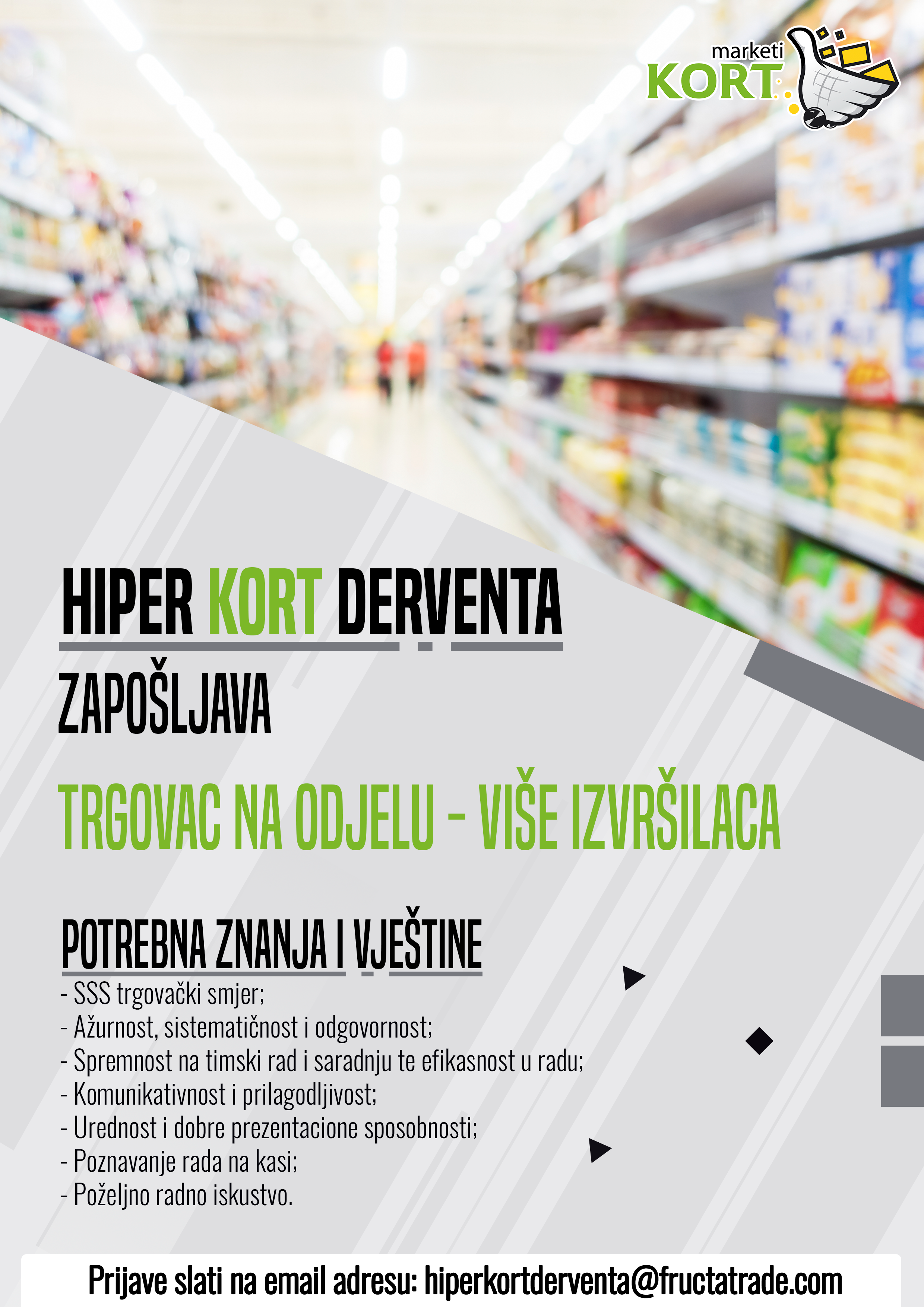 Trgovac na odjelu (m/ž) - Fructa Trade d.o.o Trgovac na odjelu (m/ž)