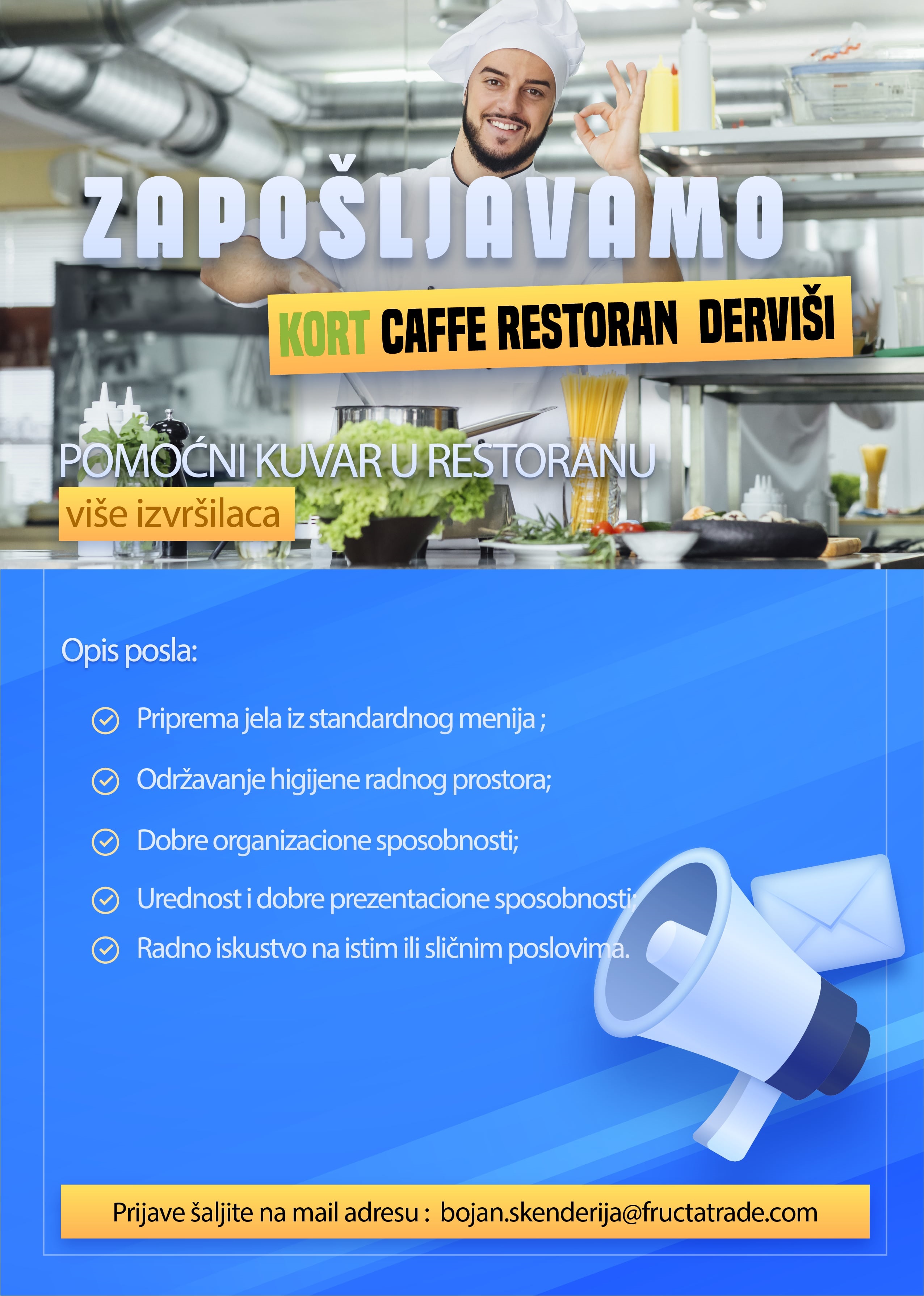 Pomoćni kuvar u restoranu (m/ž)