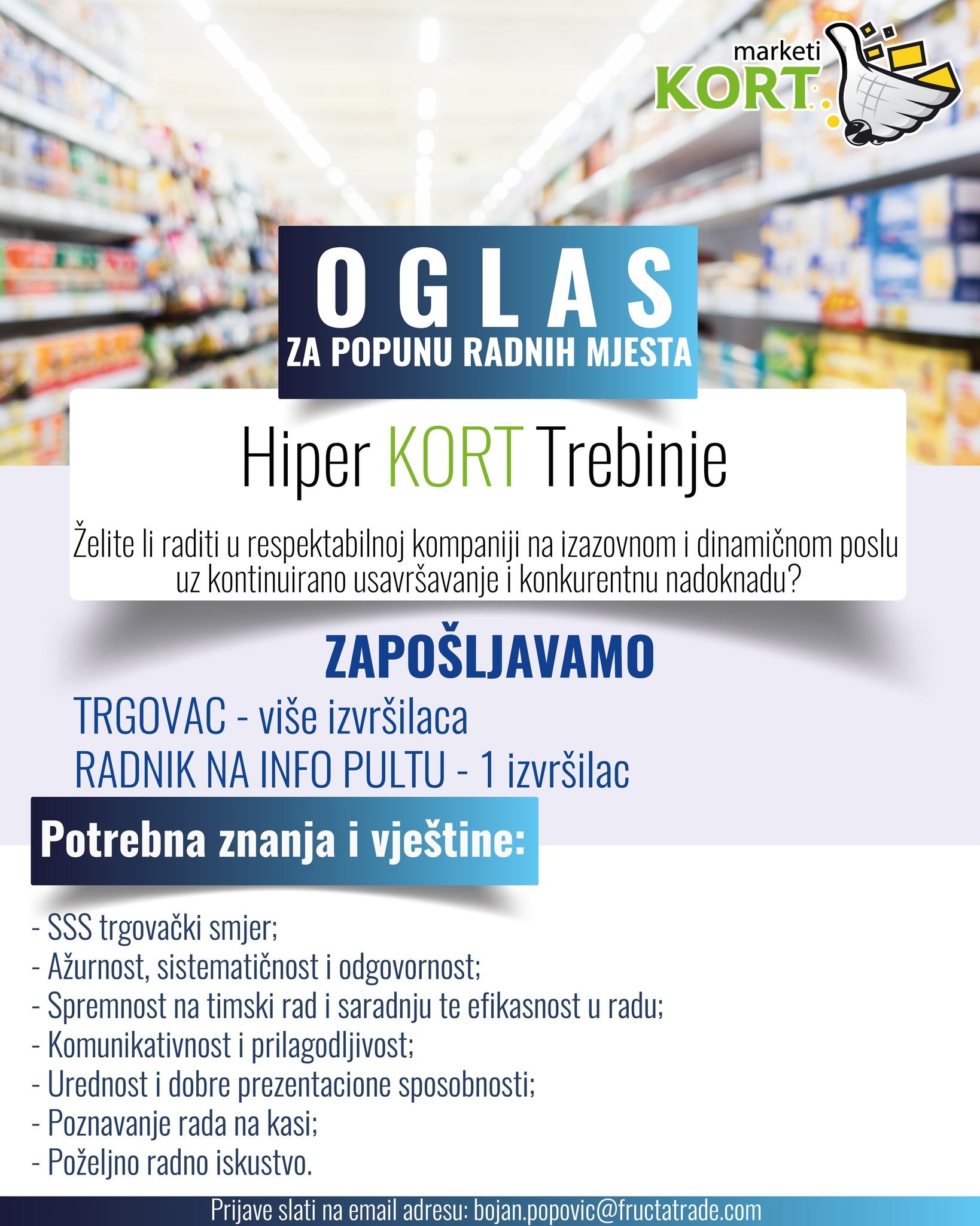 Trgovac / Radnik na pultu (m/ž) - Fructa Trade d.o.o Trgovac / Radnik na pultu (m/ž)