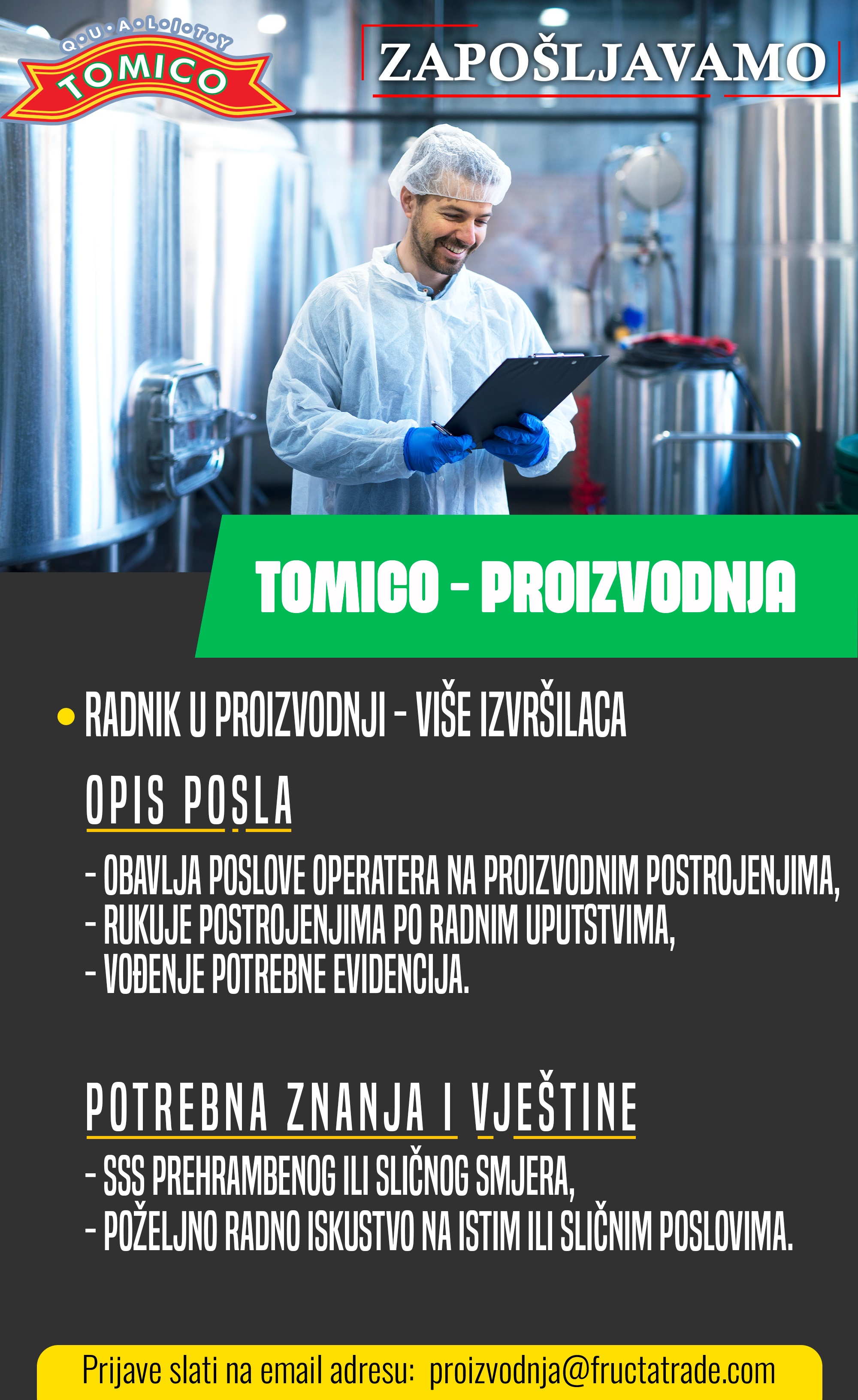 Radnik u proizvodnji (m/ž) - Fructa Trade d.o.o Radnik u proizvodnji (m/ž)