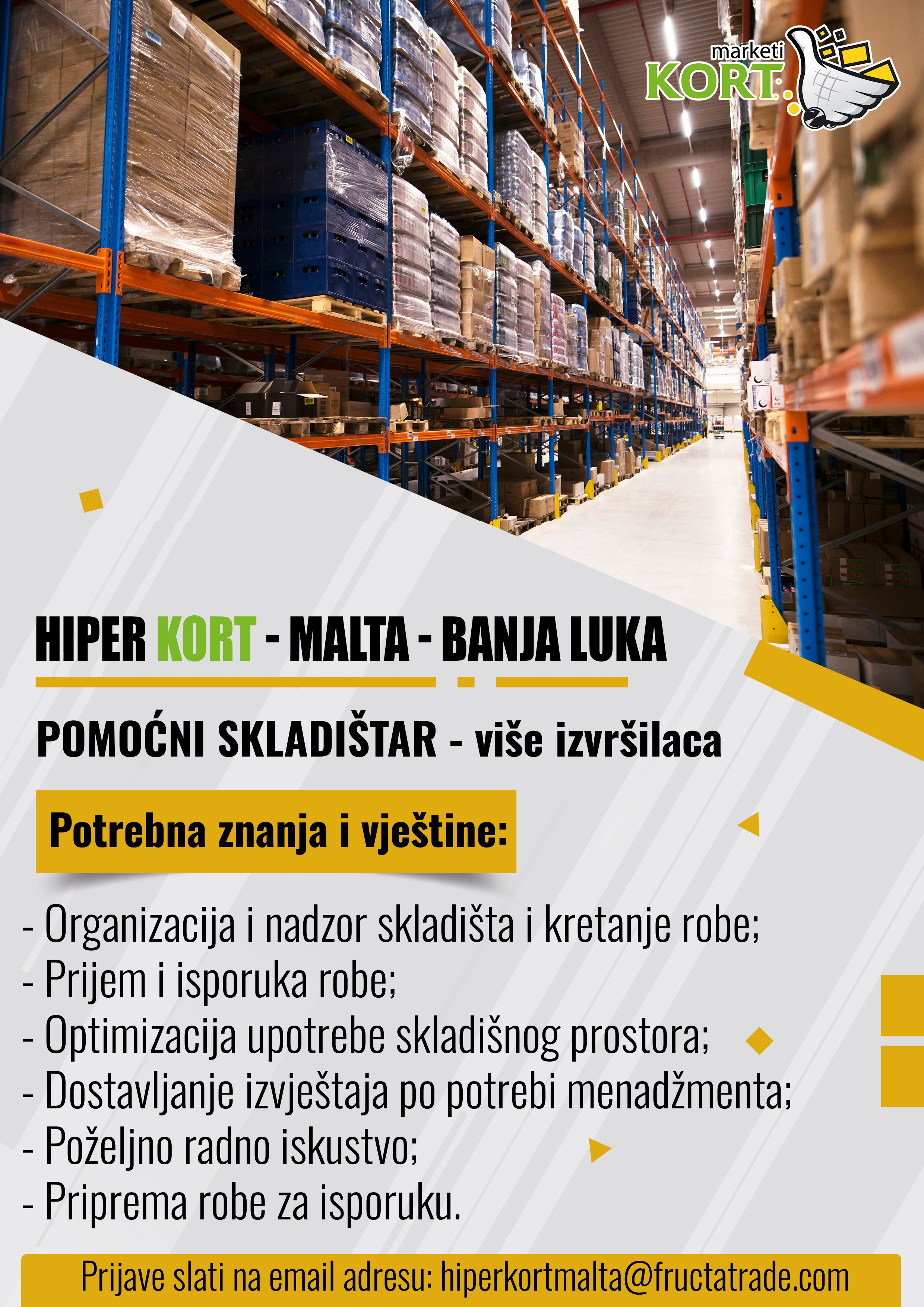 Pomoćni skladištar (m/ž) - Fructa Trade d.o.o Pomoćni skladištar (m/ž)