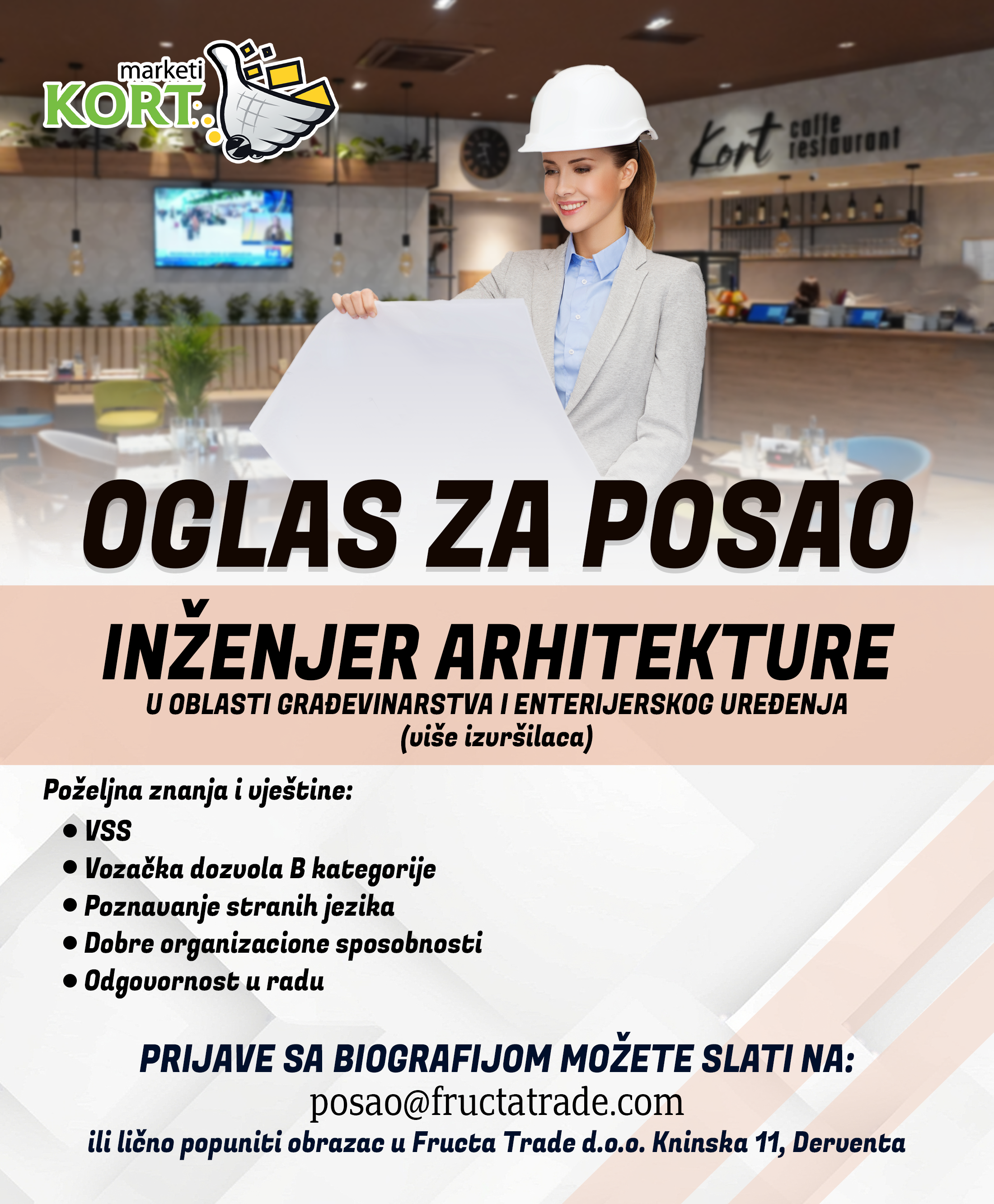 Inženjer arhitekture (m/ž) - Fructa Trade d.o.o Inženjer arhitekture (m/ž)