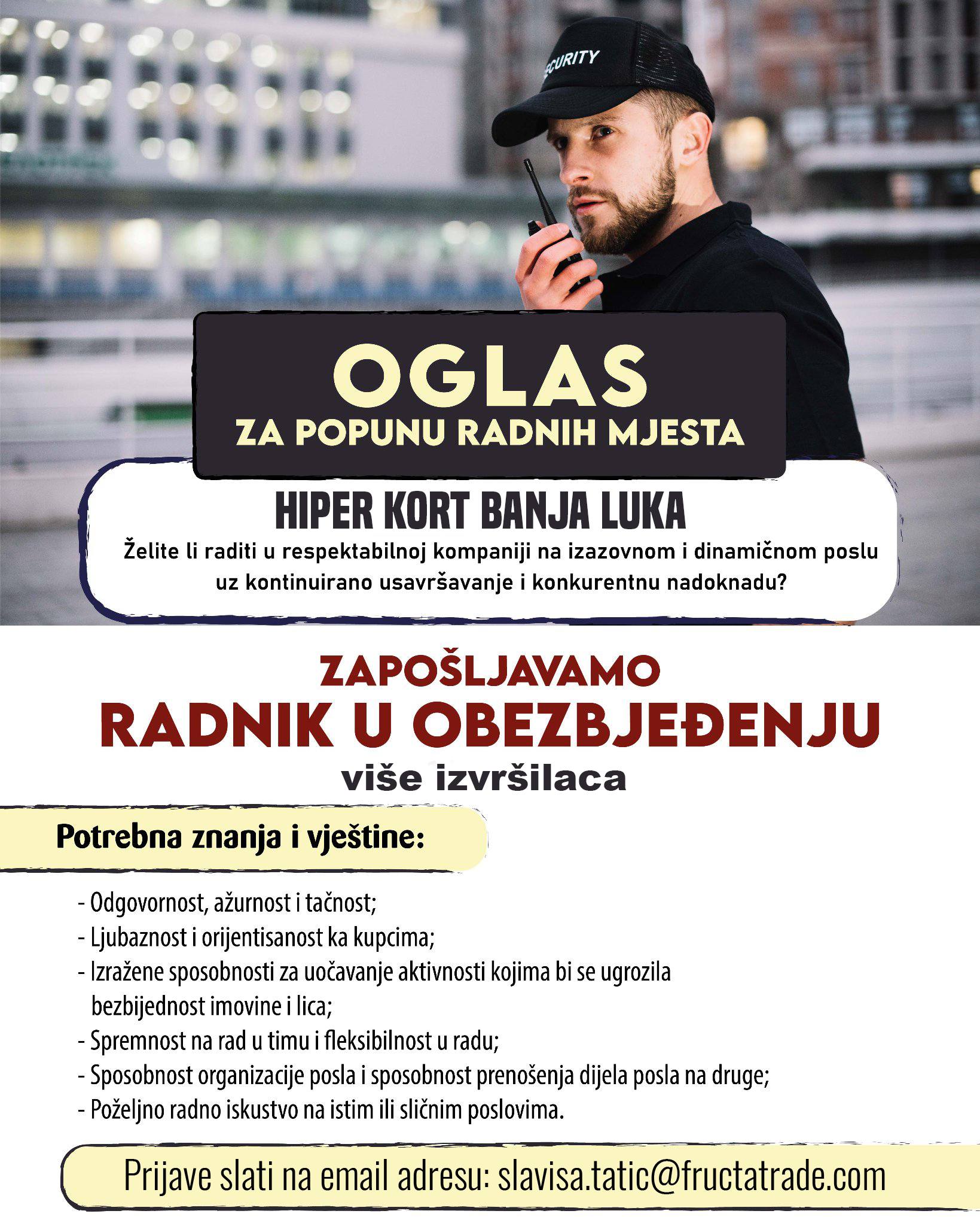 Radnik u obezbeđenju (m/ž) - Fructa Trade d.o.o Radnik u obezbeđenju (m/ž)