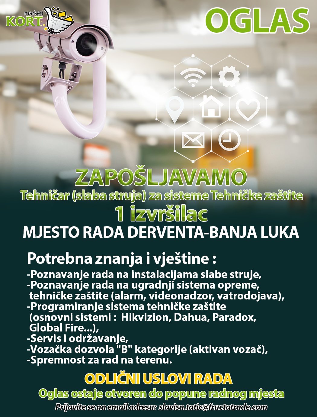 Tehničar za sisteme Tehničke zaštite (m/ž) - Fructa Trade d.o.o Tehničar za sisteme Tehničke zaštite (m/ž)