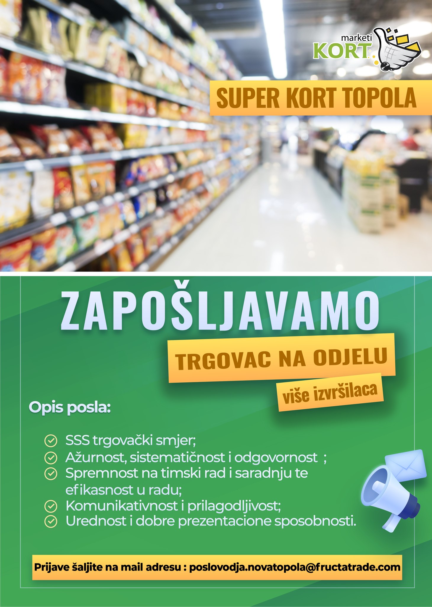 Trgovac na odjelu (m/ž) - Fructa Trade d.o.o Trgovac na odjelu (m/ž)