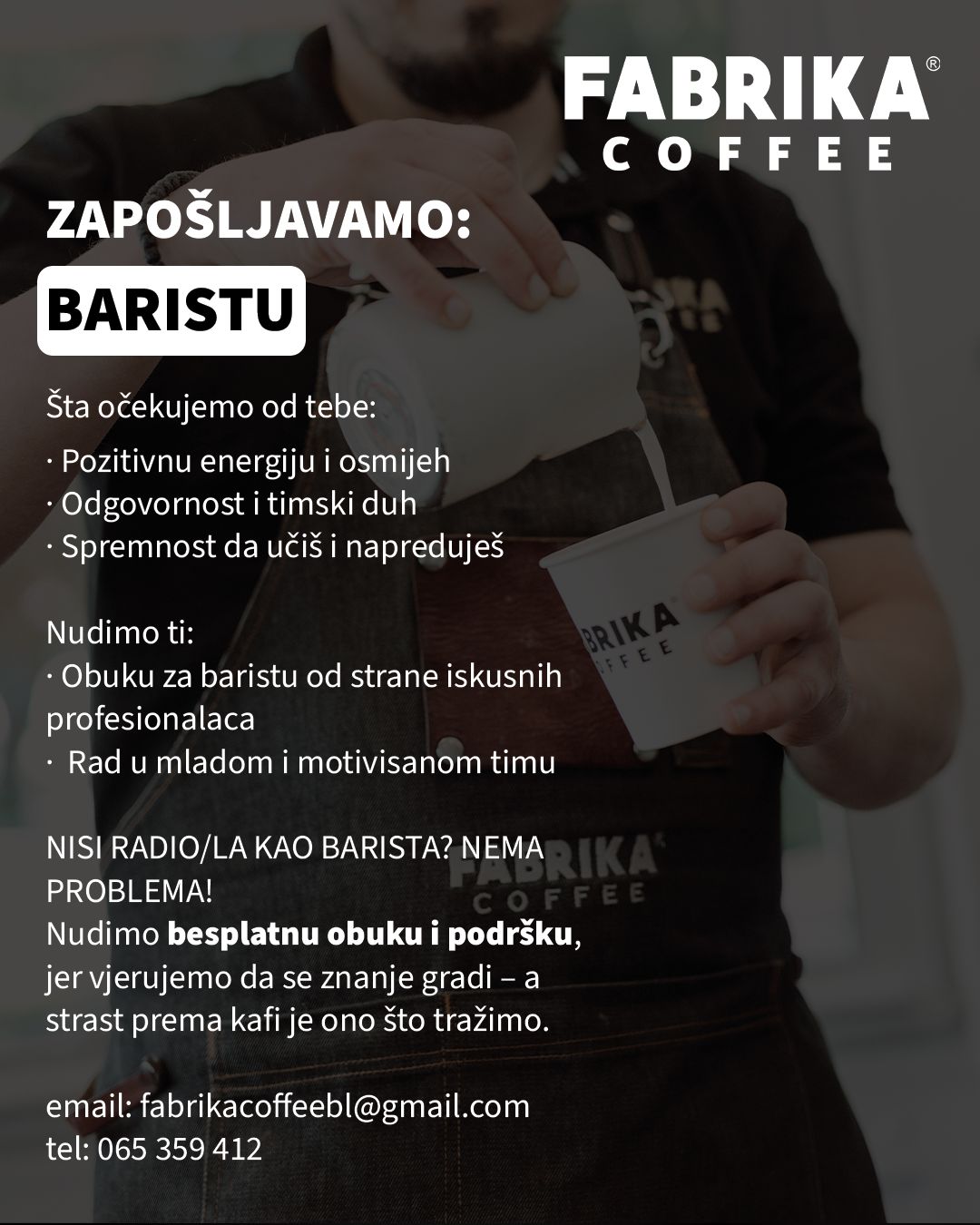 Barista (m/ž) - FABRIKA coffee Barista (m/ž)