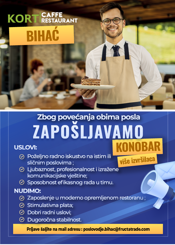 Konobar (m/ž) - Fructa Trade d.o.o Konobar (m/ž)