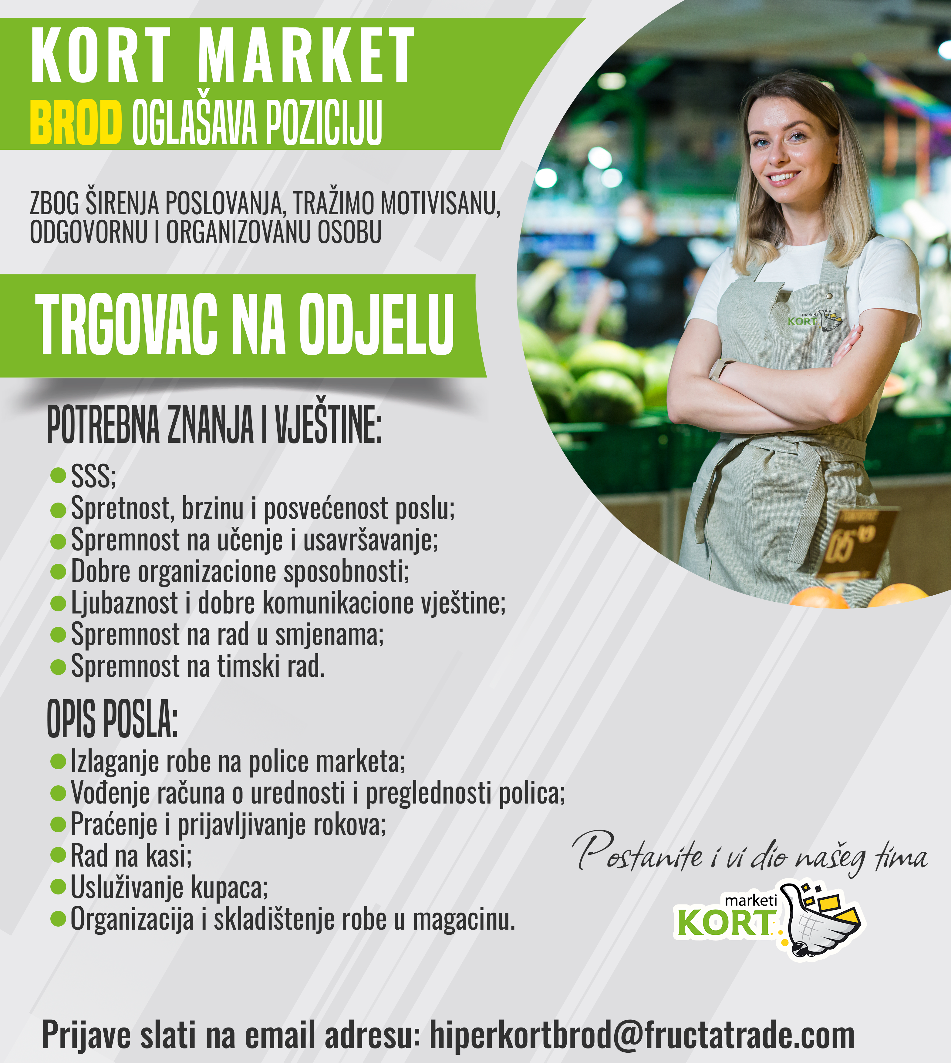 Trgovac na odjelu (m/ž) - Fructa Trade d.o.o Trgovac na odjelu (m/ž)