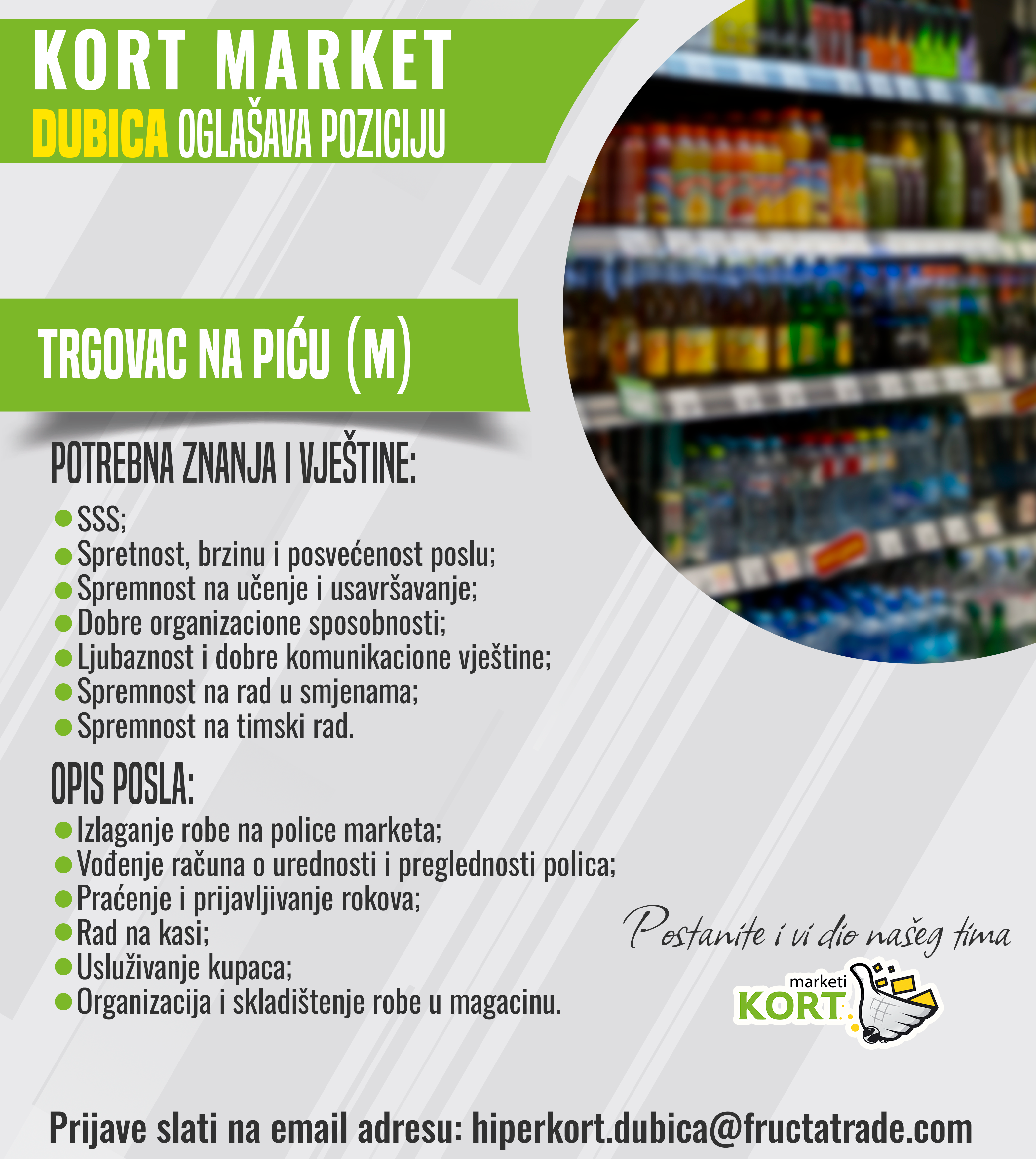 Trgovac na piću (m/ž) - Fructa Trade d.o.o Trgovac na piću (m/ž)