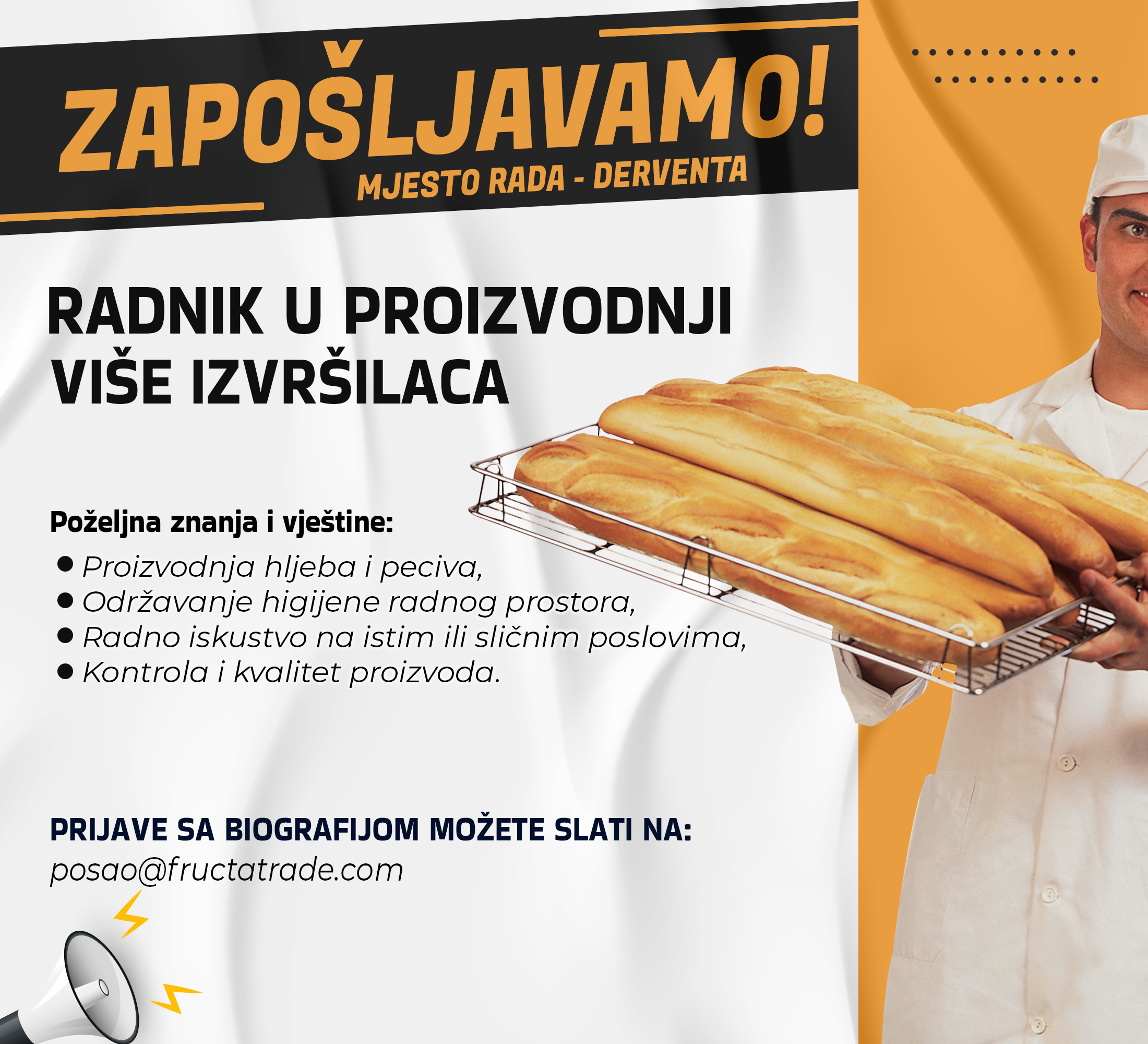 Radnik u proizvodnji - Pekar (m/ž)