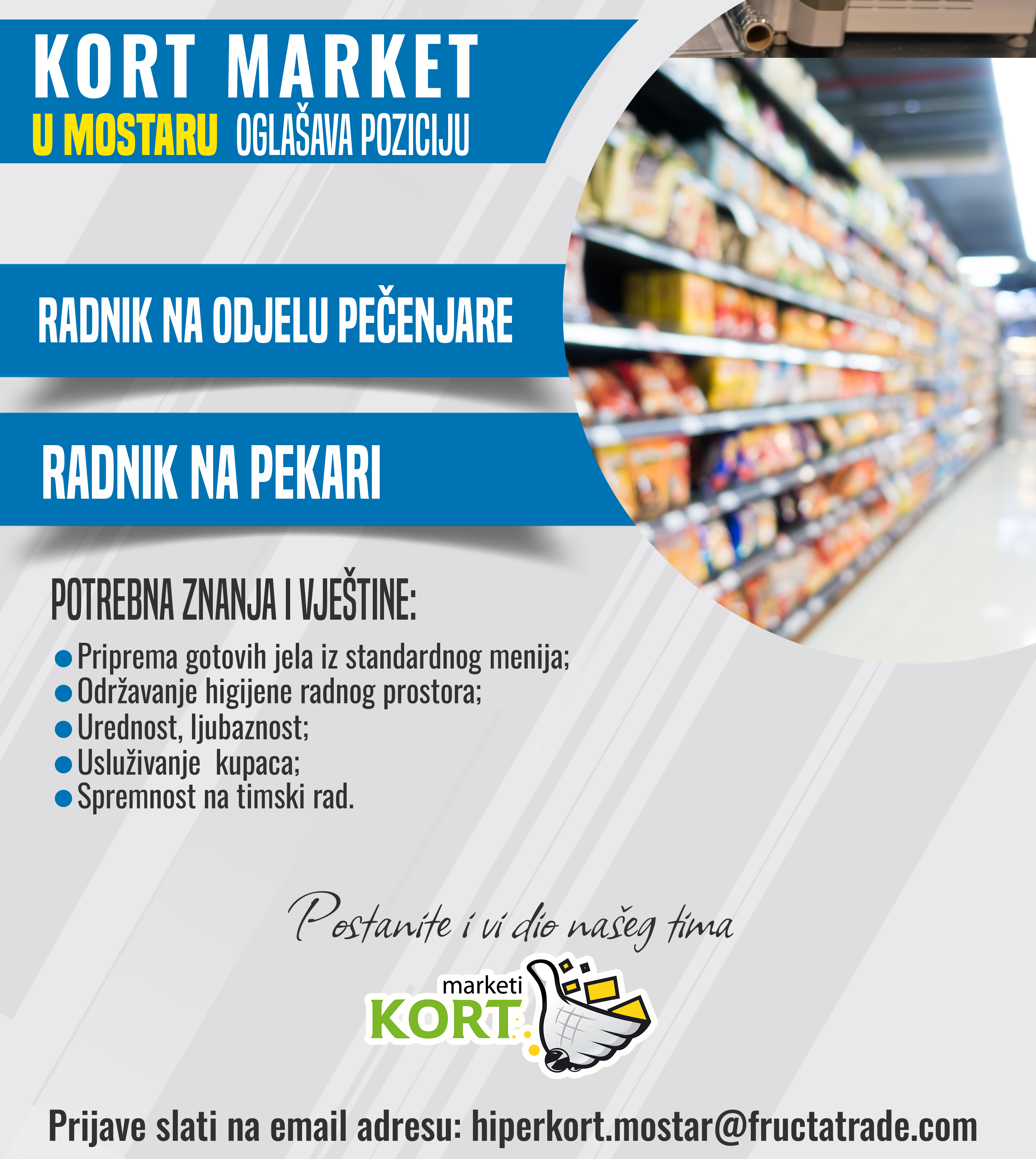 Radnik na odjelu pečenjare / Radnik na pekari (m/ž)