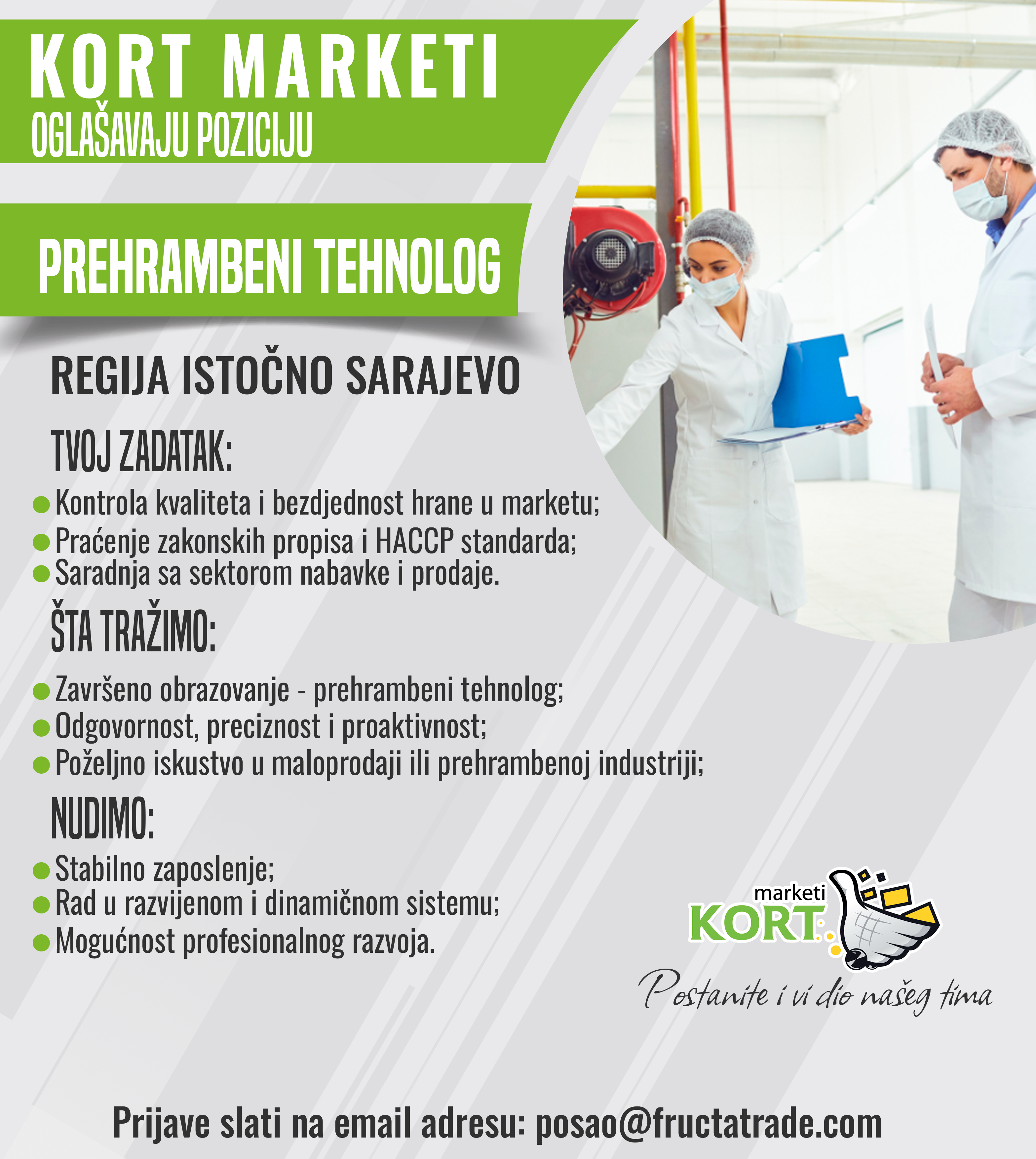 Prehrambeni tehnolog (m/ž)