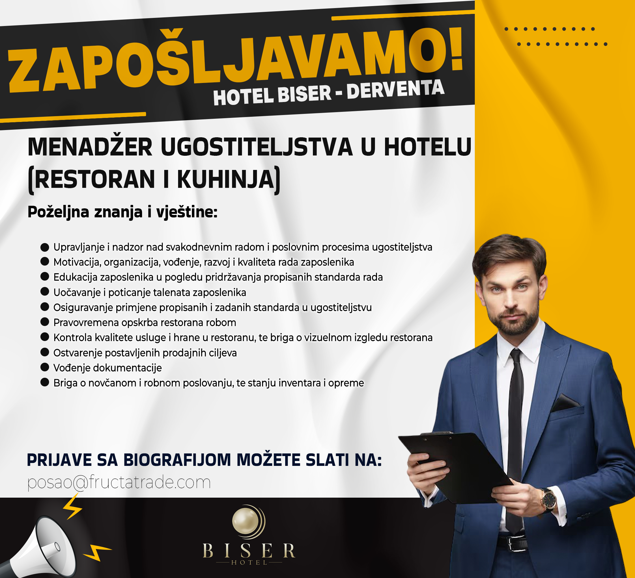 Menadžer ugostiteljstva u hotelu (m/ž)