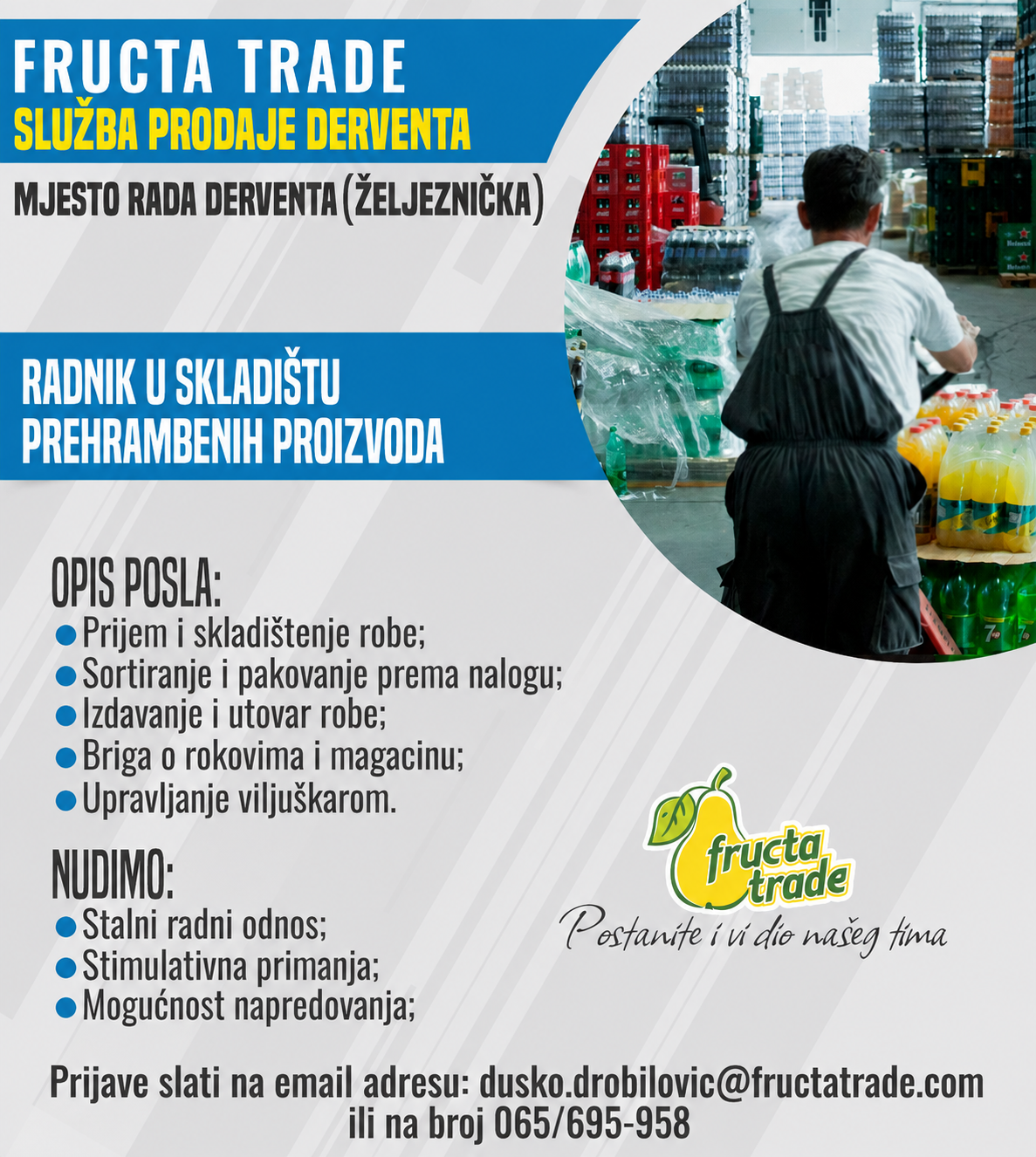 Radnik u skladištu prehrambenih proizvoda (m/ž)
