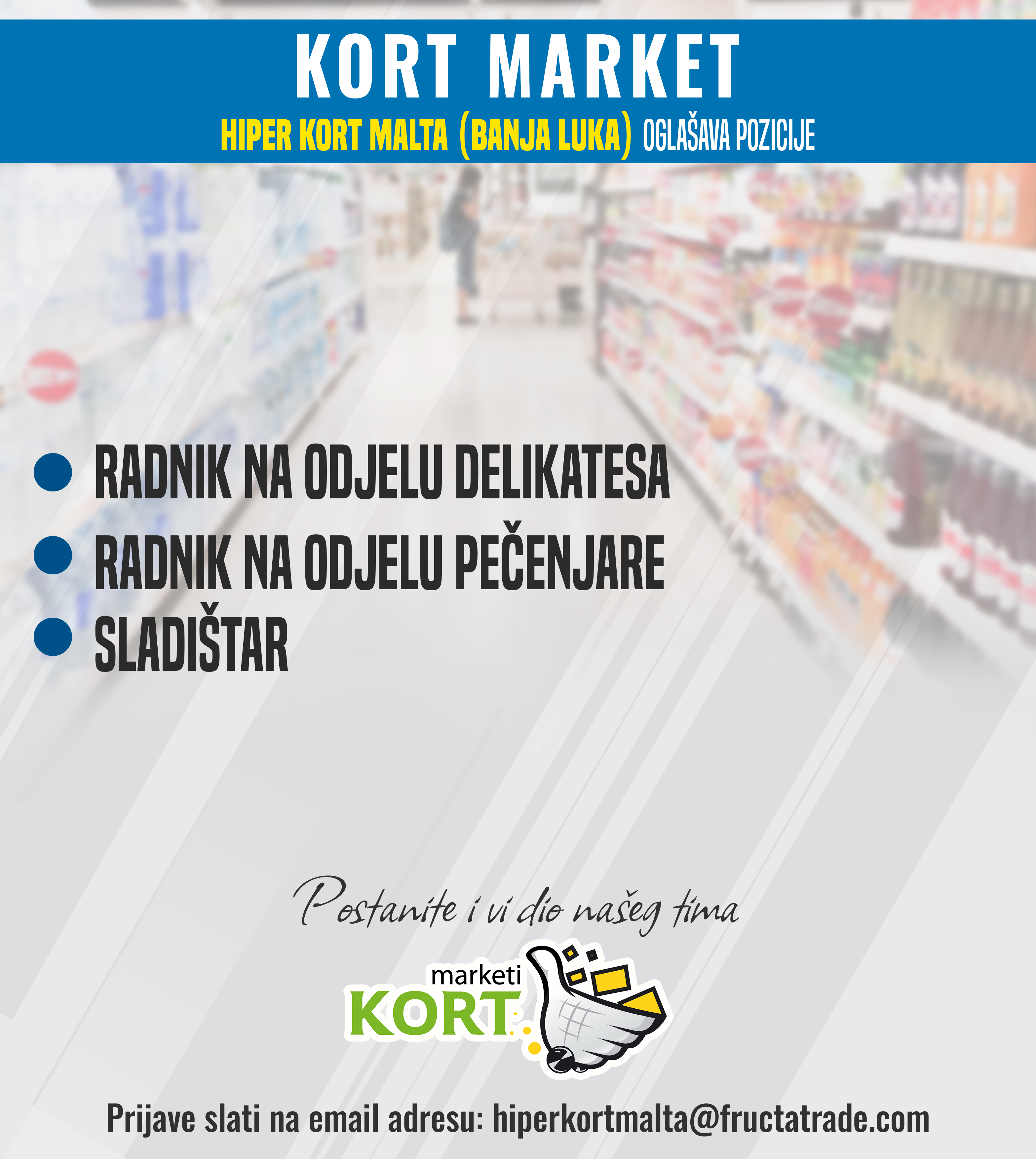 Radnik na odjelu delikatesa / Radnik na odjelu pečenjare / Skladištar (m/ž)