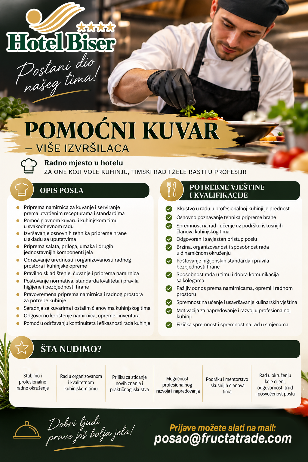 Pomoćni kuvar (m/ž)