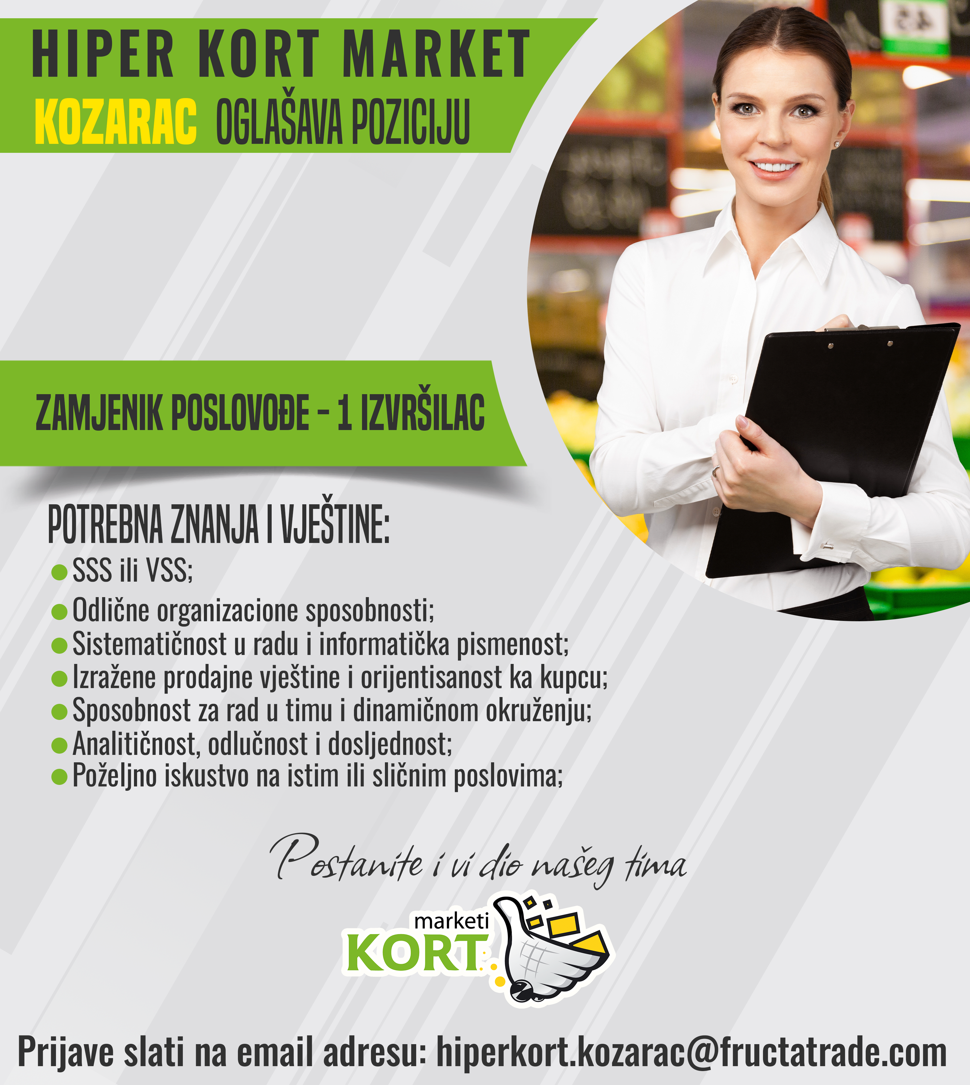 Zamenik poslovođe (m/ž)