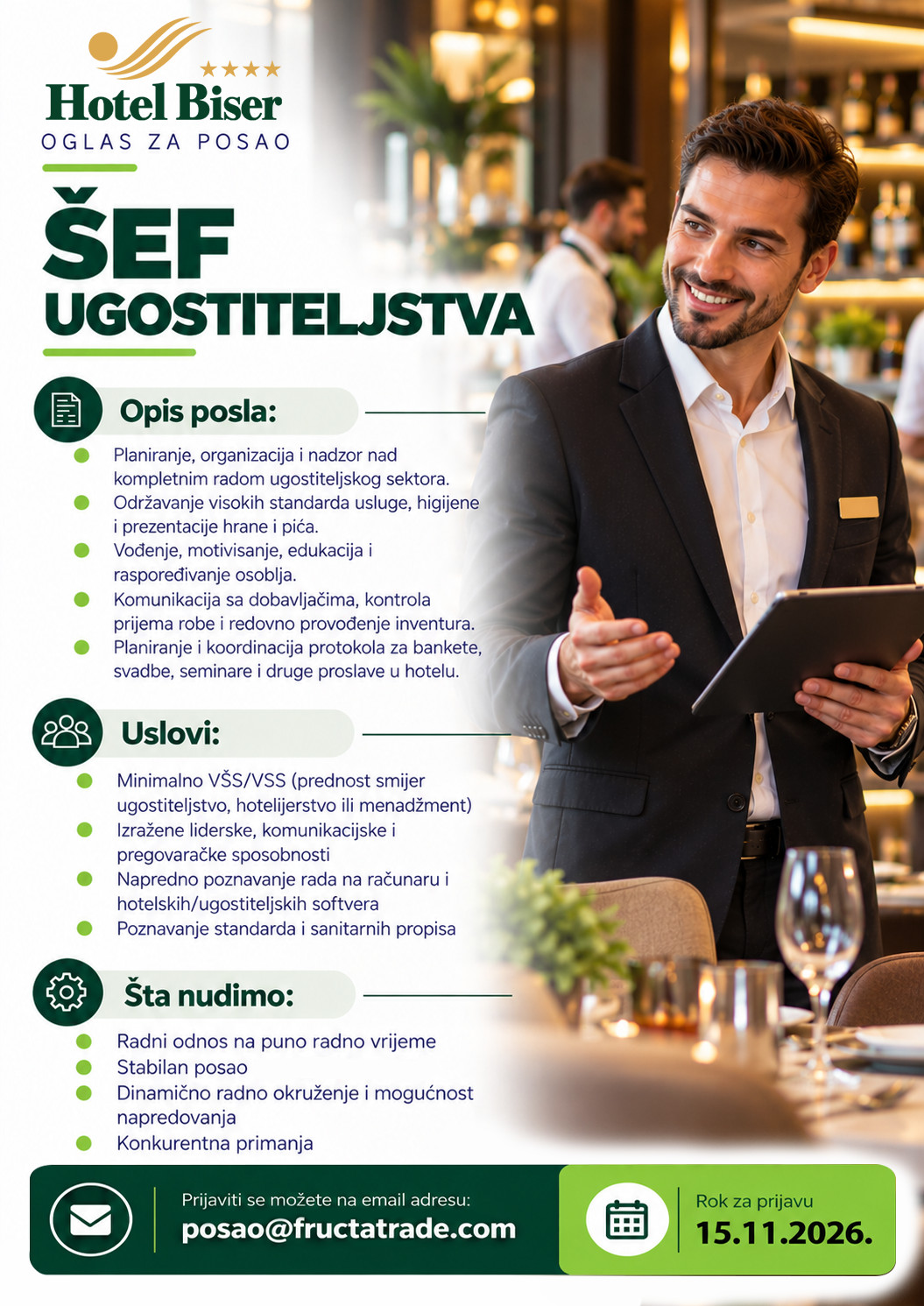 Šef ugostiteljstva (m/ž)